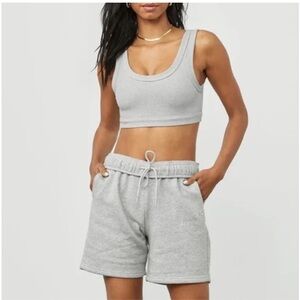 ALO Yoga Light Gray Ribbed Crop Top